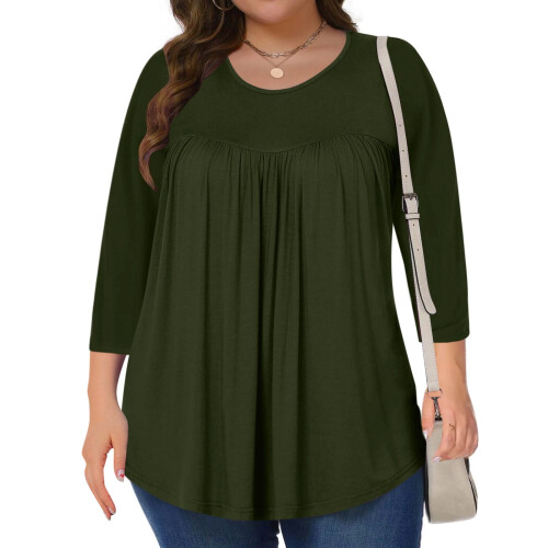 Μπλούζες Plus Size για γυναίκες, καλοκαιρινές μπλούζες, χιτώνας, 3/4 μανίκια, επίσημα 1