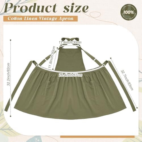 Cotton apron with pockets vintage style women's kitchen 1