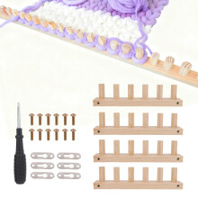 4pcs Chunky Knitting Blanket Loom Kit, 47" Thick Wooden Hand Blanket Yarn Loom with Screwdriver & Assembly Weaving Tools, DIY Crochet Good Helper for