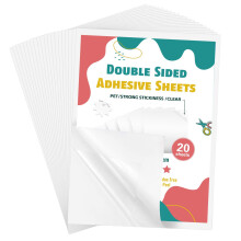 YISUMEI 20 Clear Double-Sided Adhesive Sheets ? Extra Wide & Large for DIY Crafts, Tumbler Decoration & Home Decor, Strong Sticky Sheets for Art,