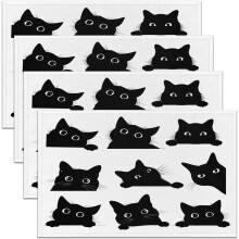 Set de 4 sets de table Chat Noir, imprimé chats, lavables et résistants à la chaleur et aux taches, pliables, 45,7 x 30,5 cm