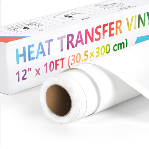 Euqvunn HTV Vinyl, White, 12" x 10ft