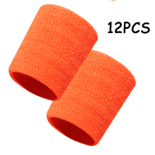 AUQ12Pcs Wrist Bands Polyester Fiber Sweat Band High Elasticity Wristbands,Orange