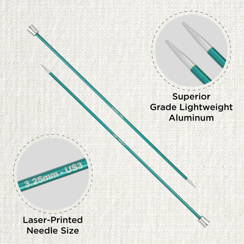 KnitPro Zing Single Pointed Needles 12" (30cm) | 3.25mm 1
