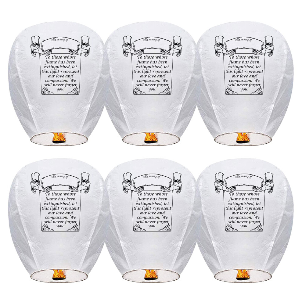 Douzi Chinese Sky Lanterns (6 Pack) 100% Biodegradable No Assembly Required - Beautiful Lantern For For Weddings, Birthdays, Parties,Memorials White