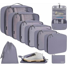 6-, 8- en 10-delige pakblokken in diverse maten, ideaal als opbergorganizer voor reisaccessoires, bagage en handbagage.