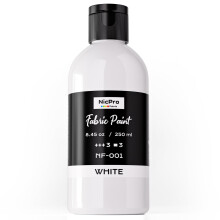 Nicpro White Fabric Paint, 8.45 oz (250 ml) Fabric Paint for Clothes Permanent, Soft Rich Pigment Non-Toxic Textile Paint for Fabric DIY Crafts,