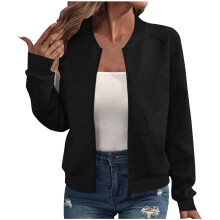 Γυναικείο casual μπουφάν bomber με φερμουάρ Kukoosong, ελαφρύ κοντό παλτό πανεπιστημίου,