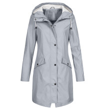 Dames winterjas XL effen grijs: waterdicht, winddicht, met capuchon, geschikt voor sneeuw- en ski-activiteiten.