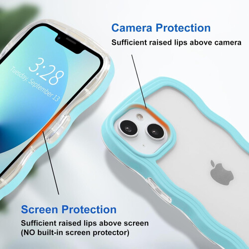 iPhone15Διαφανής θήκη με κυματιστό άκρο και αντιολισθητική TPU 2