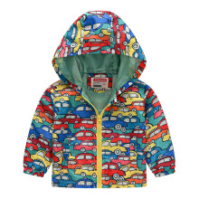Toddler Kids Spring Fall Jackets Boys Girls Casual Printing Cartoon Hooded Outerwear Zipper Coats Long Sleeve Windproof Coats For2-3Years