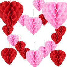 17 PCS Premium Reuse Valentines Decorations with Box Valentines Engagement Day Decorations Hanging Heart Decoration for Engagement Wedding Anniversary