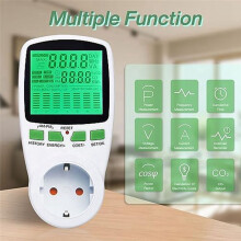 Medidor de Energia Watt Medidor Plugue Monitor de Uso de Eletricidade, Monitor de Energia com Display LCD para Sistema Solar/Sistema Fotovoltaico