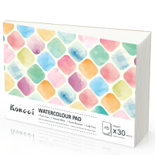 KONCCI Watercolour Paper Pad A5, 30 Sheets Watercolour Sketchbook 300GSM, Cotton Blend, Cold Press & Acid-Free, Natural White, Glued Bound, for
