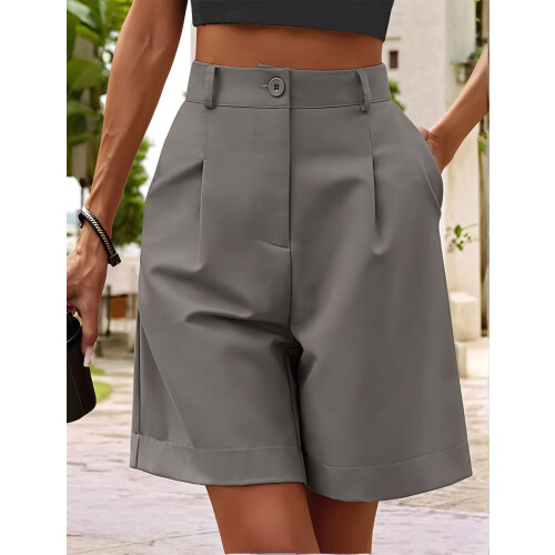 Σορτς για γυναίκες dressy2025Καλοκαιρινό ελαστικό σορτς εργασίας με ψηλή μέση και 2
