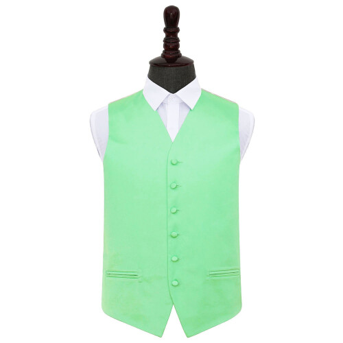 DQT Mint Green Plain Satin Wedding Waistcoat - 42"
