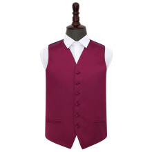Burgundy Plain Satin Wedding Waistcoat - 50"