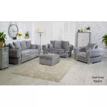 (Footstool, Velvet Coffee Grey) Luxury Verona Sofa 1,2,3 Seater Velvet & Naples 5 Seater Corner Sofa SETTEE 3+2 Sofa Set