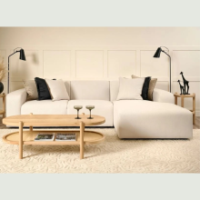 (Right Hand Chaise, Velvet Cream) Chaise Lounge Chaise L Shape Corner Sofa Chaise Longue Settee Couch Loveseat