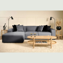(Fabric Swatch, Velvet Steel) Chaise Lounge Chaise L Shape Corner Sofa Chaise Longue Settee Couch Loveseat