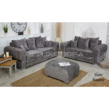 (Fabric Swatch, Black Naples) Luxury Verona Sofa 1,2,3 Seater Velvet & Naples 5 Seater Corner Sofa SETTEE 3+2 Sofa Set