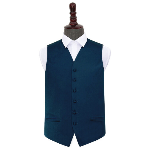 DQT Navy Blue Plain Satin Wedding Waistcoat - 50"