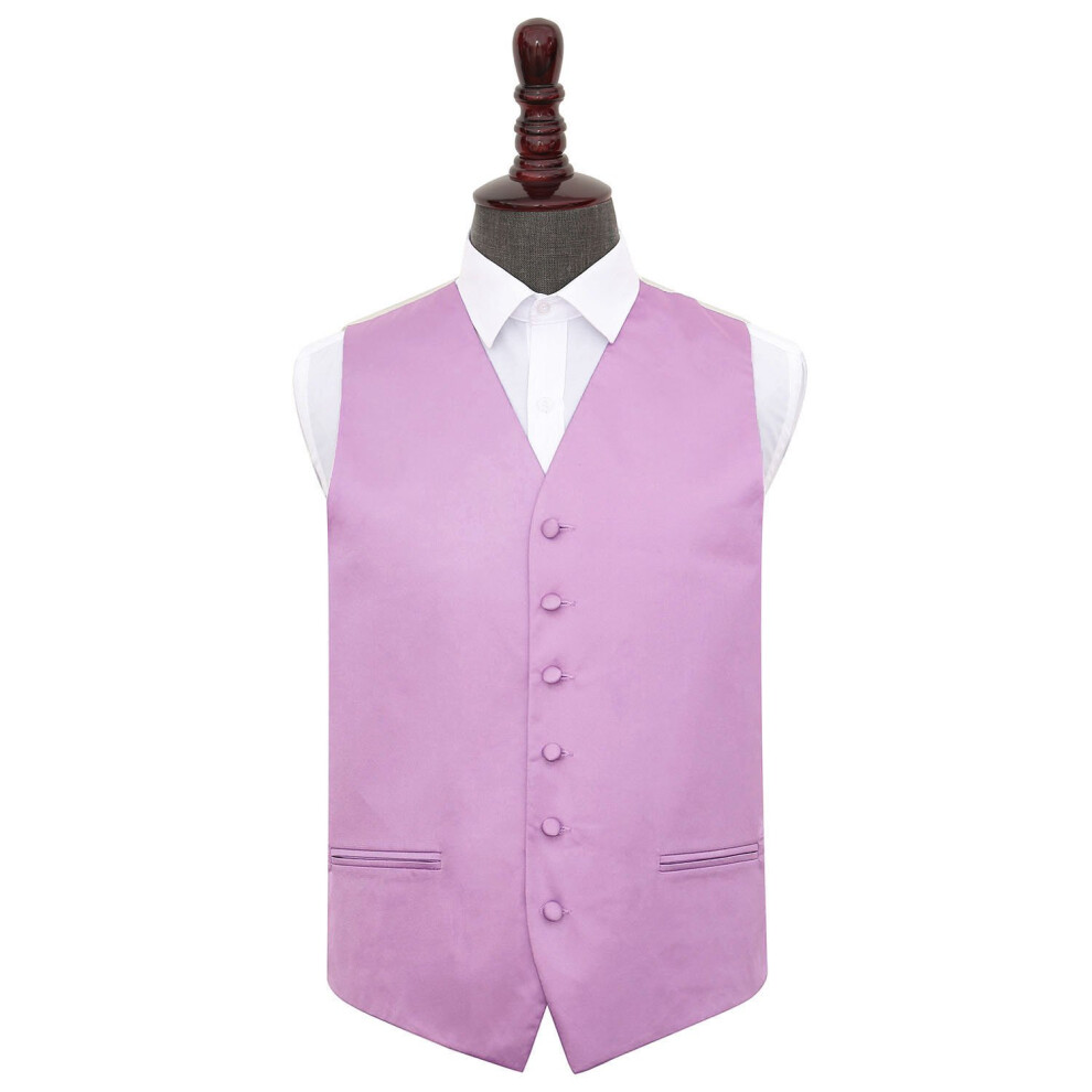 Dqt Lilac Plain Satin Wedding Waistcoat - 48" Purple