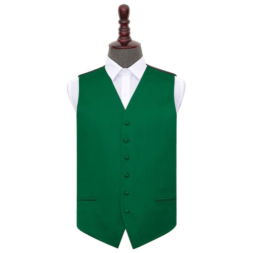 DQT Emerald Green Plain Satin Wedding Waistcoat - 36"