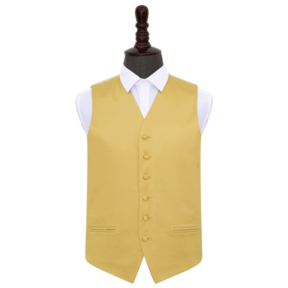 Dqt Plain Satin Wedding Waistcoat - 38" Gold