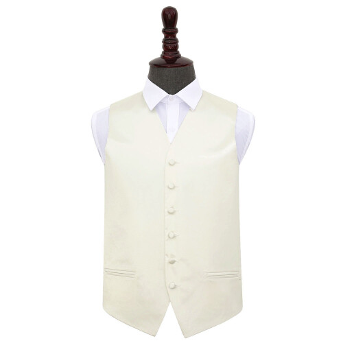 DQT Ivory Plain Satin Wedding Waistcoat - 44"