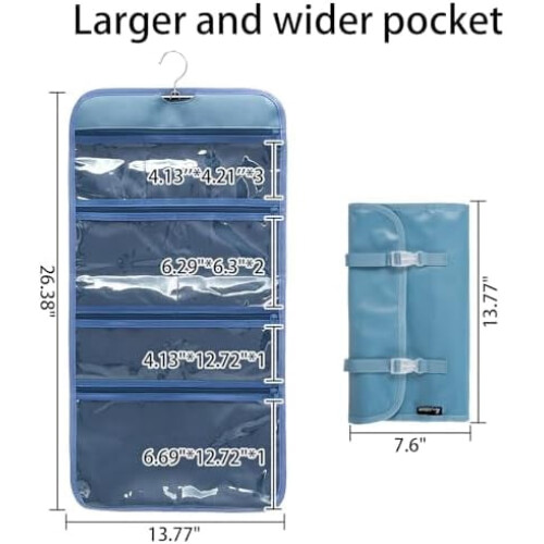 Hopfällbar, genomskinlig hängande necessär, 1-pack 1