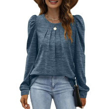 Dámské mikiny s kulatým výstřihem, skládané, s nafouknutými rukávy, tuniky, velikost S-3XL