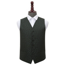 Black and Green Swirl Wedding Waistcoat - 44"