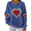 Damen-Sweatshirt zum Valentinstag mit Herzprint, geripptem Rundhalsausschnitt, lässigem Langarm-Pullover 1
