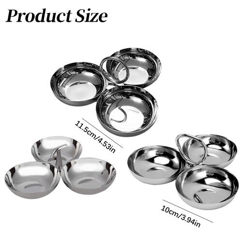 Bandeja de servir de acero inoxidable de 3 compartimentos con asa 2