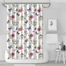 Douchegordijn met bloemenprint, 72x72 inch, met 12 haken.