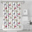 Cortina de chuveiro com estampa floral, 183 x 183 cm (72 x 72 polegadas), com 12 ganchos. 1