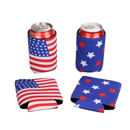 KALLORY Patriotic Can Sleeves Flag Pattern 2Pcs 5.1Inches 2