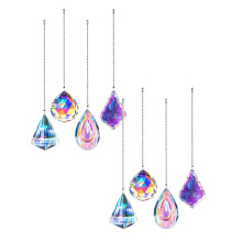 YOCBZ 4-Pc Rainbow Ceiling Fan Pull Chain Extension, 20", with Ball Connector (Longan/Round/Polygon/Quadrilateral), Compatible with Ceiling Fans
