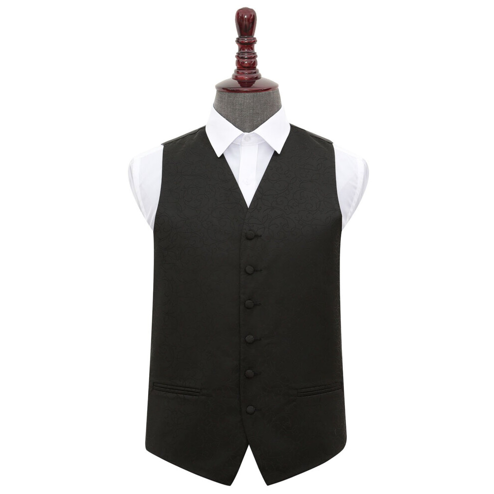 Dqt Swirl Wedding Waistcoat - 48" Black