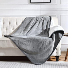 Vedenpitävä, käännettävä lemmikkien peitto sängylle/sohvalle – pissankestävä sherpa-fleece, harmaa, 60x80"