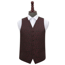 Black and Burgundy Swirl Wedding Waistcoat - 46"