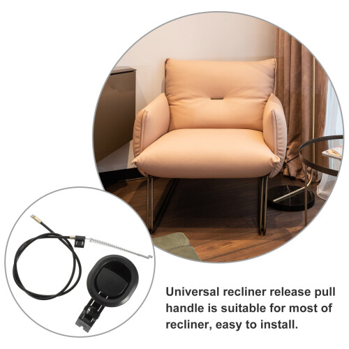 Universal Recliner Release Pull Handle Replacement with Black Cable Included, Easy to Install and 2