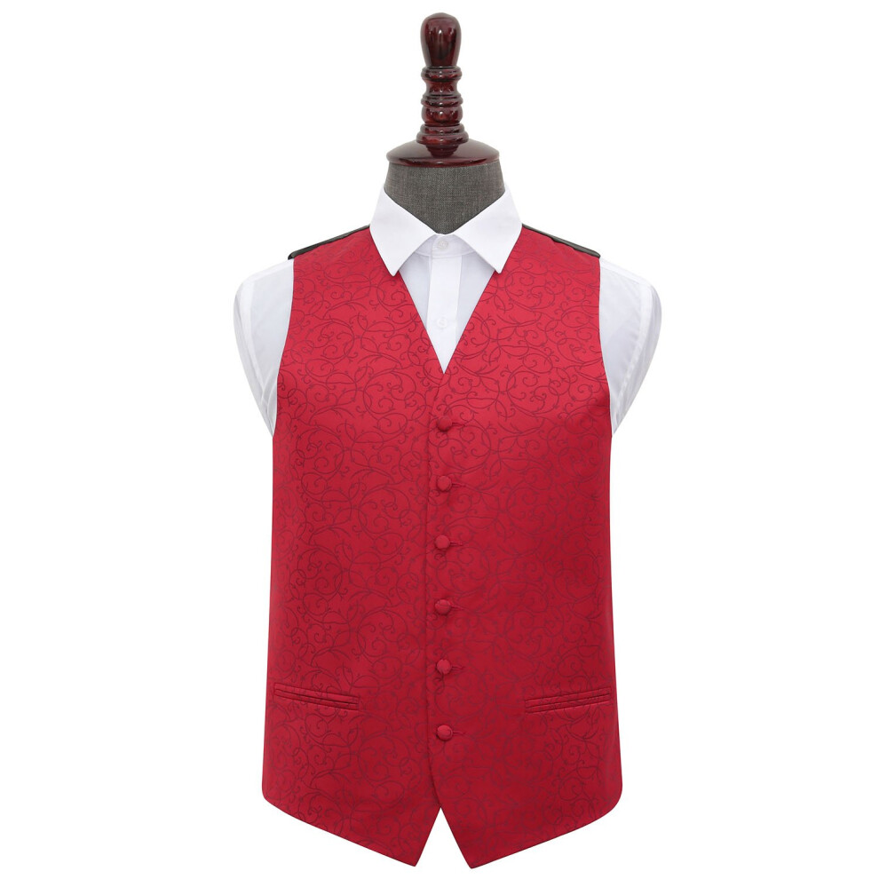 Dqt Burgundy Swirl Wedding Waistcoat - 40" Red