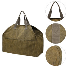 Sac de rangement pour bois de chauffage OUNONA1Pc en toile de qualité supérieure avec poignées robustes pour une gestion efficace du bois.