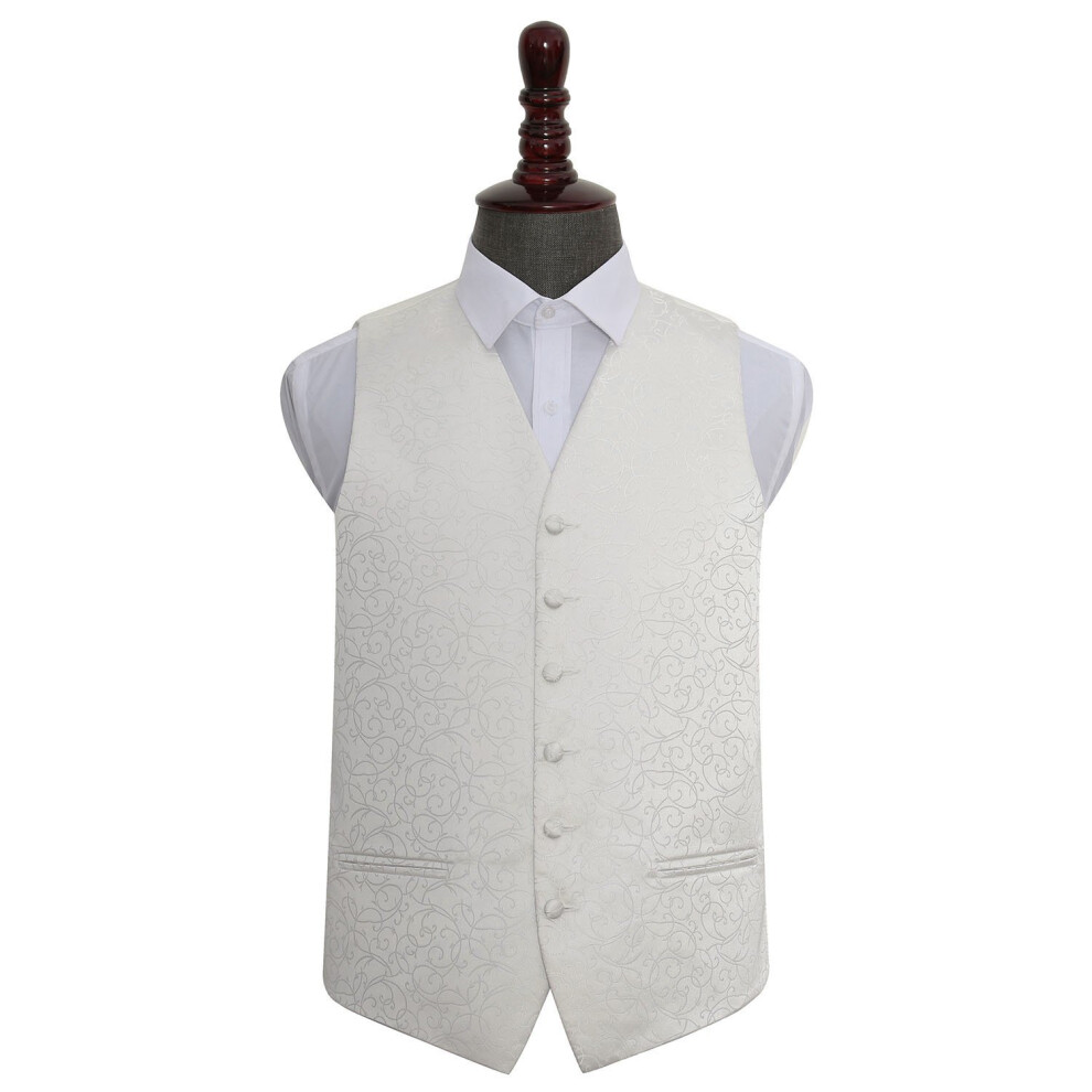 Dqt Ivory Swirl Wedding Waistcoat - 40" White