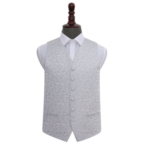 DQT Silver Swirl Wedding Waistcoat - 44"