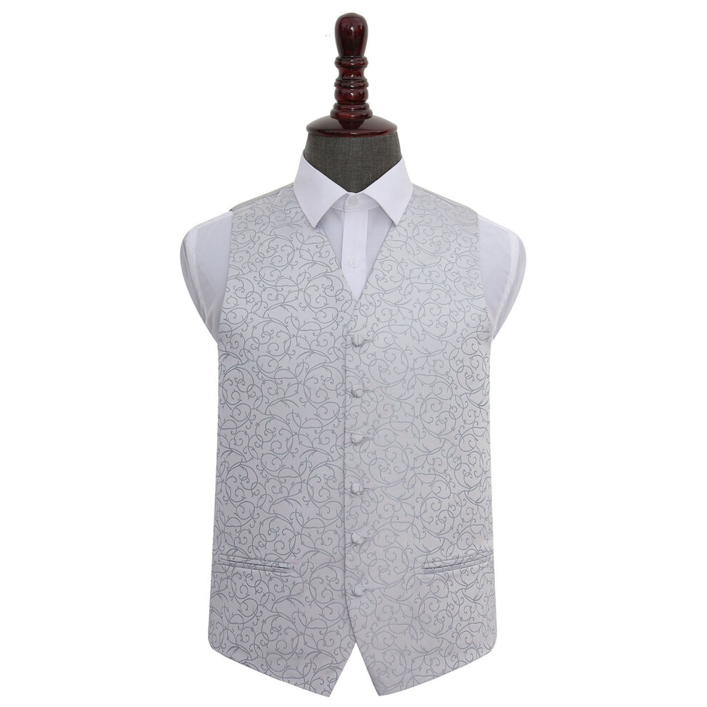 Dqt Swirl Wedding Waistcoat - 44" Silver