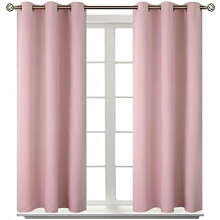 Room Darkening Curtains 45 Inches Long - Grommet Thermal Insulated Drapes Window Treatment Curtains for Bedroom, 2 Panels, 38 x 45 Inch, Baby Pink