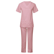 Scrubs Sets for Women Medical Uniform Comfy Short Sleeve Tops and Pants with Pockets Two-Pieces,Pink